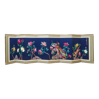 Korean Asian Large 8-Panel Silk Embroidered Peacock Bird Butterfly Screen, 1900s For Sale