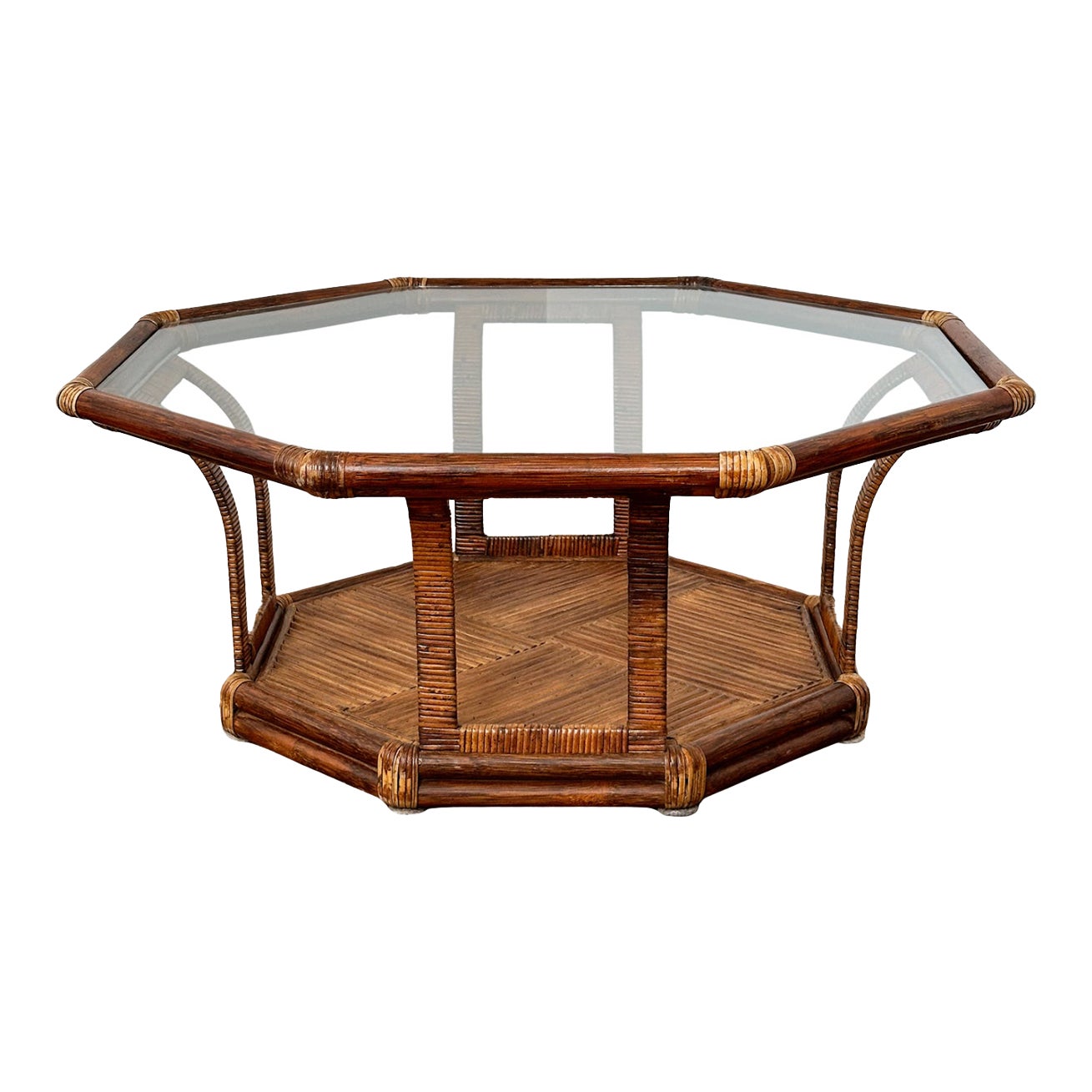 1970s Tropical Octagonal Rattan Coffee Table | Chairish