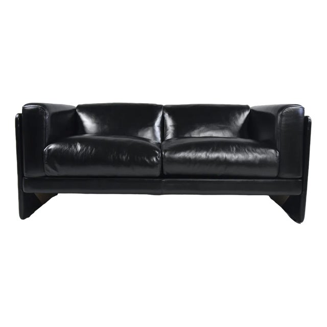 Italian Black Leather Sofa by Tito Agnoli for Poltrona Frau, 1994 For Sale