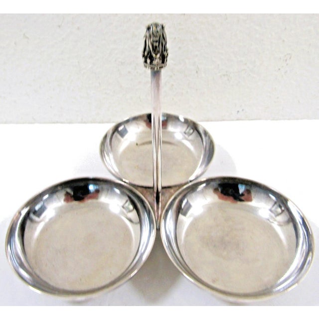 Mid 19th Century Mid 19th Century London Ritz Carlton Gebruder Hepp Silverplate 18/10 Three Bowl Condiment Server For Sale - Image 5 of 9