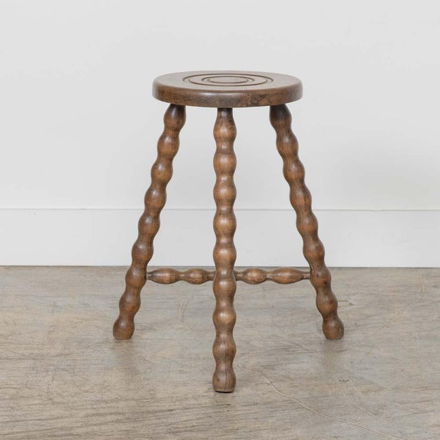 1950s 1950s Tall French Wood Tripod Stool For Sale - Image 5 of 10