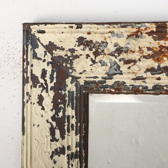 1990s Large Oversized Monumental Rustic Embossed Metal Mirror 96" X 72" For Sale - Image 5 of 9