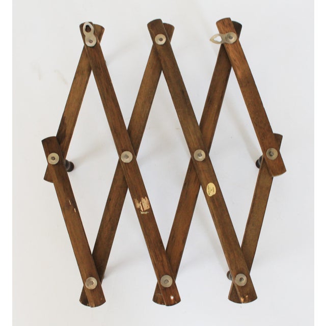 Wood Vintage Wood Accordion-Style Wall Hat Rack For Sale - Image 7 of 8