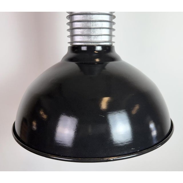 Philips Large Industrial Black Enamel Factory Pendant Lamp from Philips, 1960s For Sale - Image 4 of 18