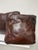 Cabin Vintage Distressed Leather Square Accent Throw Pillow Covers (Set of 2) 20"x20" For Sale - Image 3 of 13