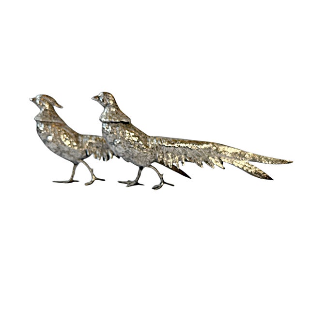Italian 20th Century Italian Silver Plate Game Bird Figurals - A Pair For Sale - Image 3 of 13