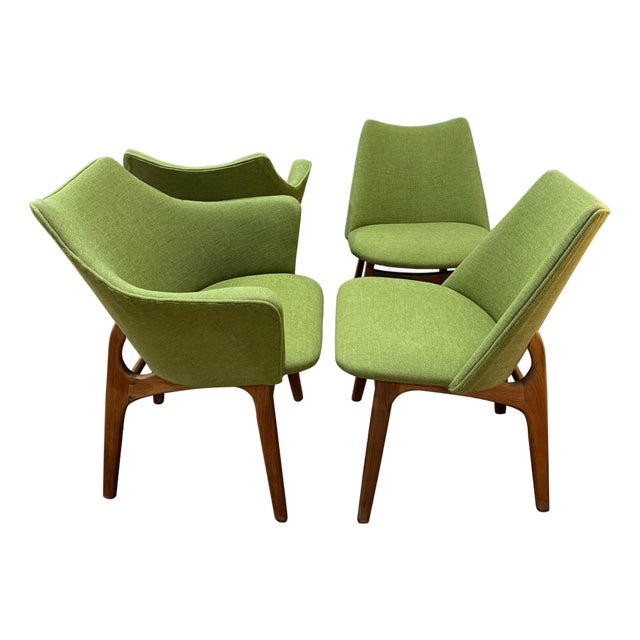 Set of 4 1970’s Walnut Chairs Attributed to Adrian Pearsall For Sale