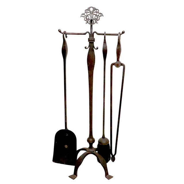 Early 20th Century Early 20th Century 4 Pc. Arts and Crafts Fireplace Tool Set For Sale - Image 5 of 11