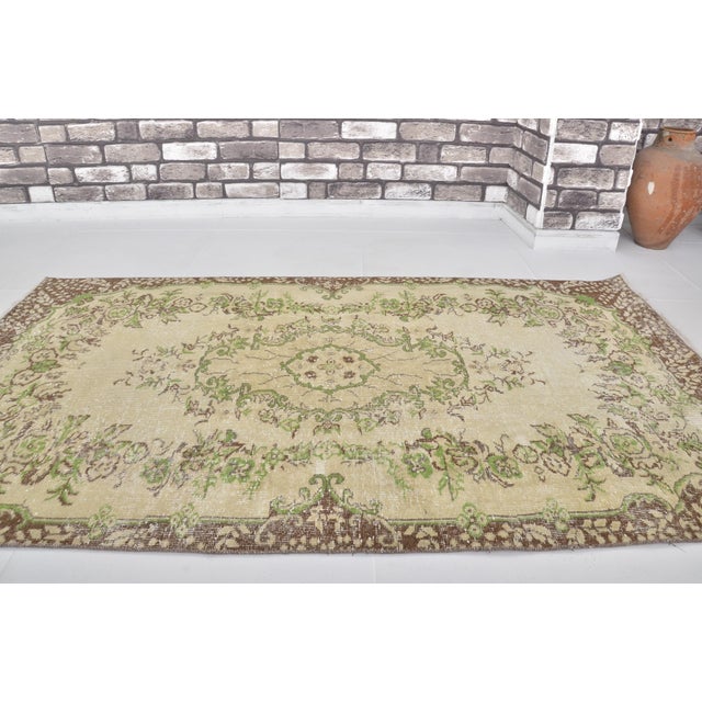 Handmade wool carpet in Turkish Anatolia , Vintage Oushak Rug,Turkish Vintage Anatolian Rug, Handmade wool Rug . One Of...