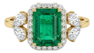 Natural Emerald 2.06cts & Diamond 1.02cts Ring in 18k Gold, Size 3
