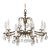 Antique 8 Arm Dark Patina Opulent Brass Cut Lead Glass Crystal Chandelier For Sale