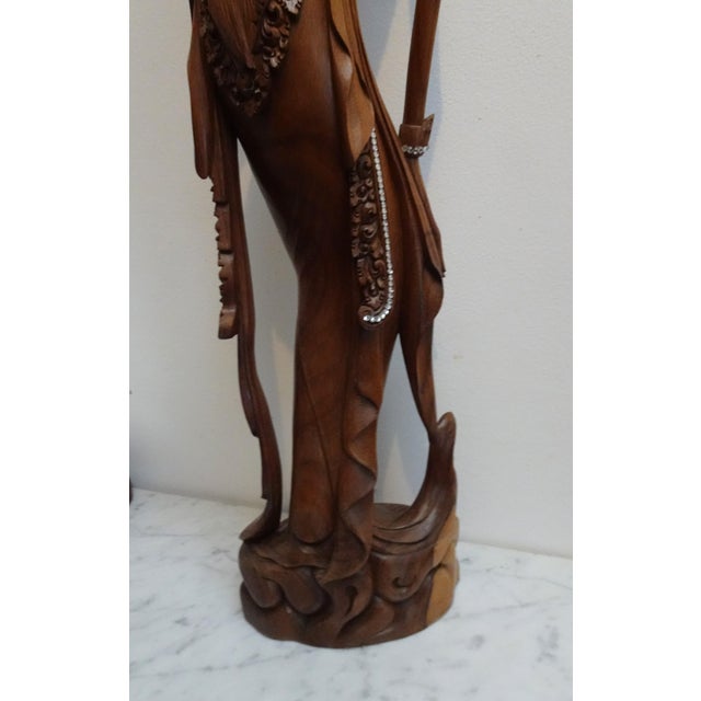 Large Balinese Hand-Carved Coromandel Wooden Sculpture of Dancer, Indonesia, 1920s-1940s For Sale - Image 17 of 18