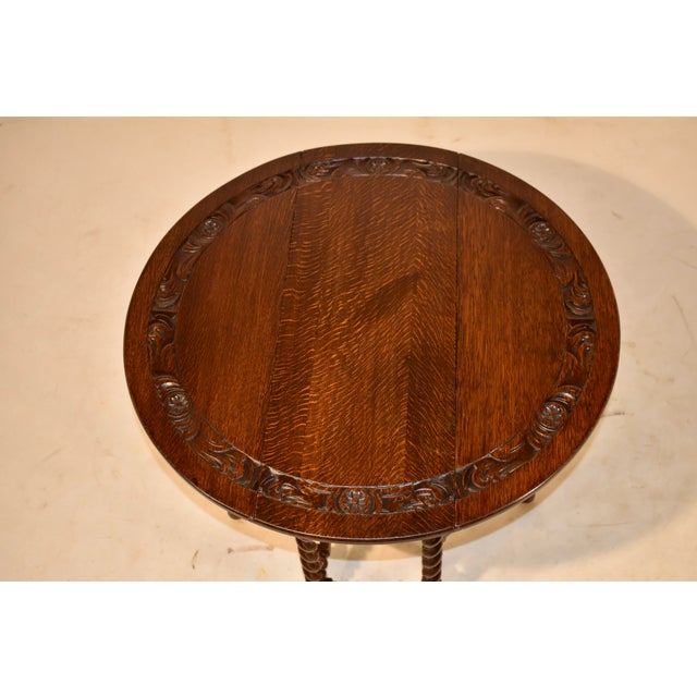 Brown 19th Century English Oak Carved Gate-Leg Table For Sale - Image 8 of 10