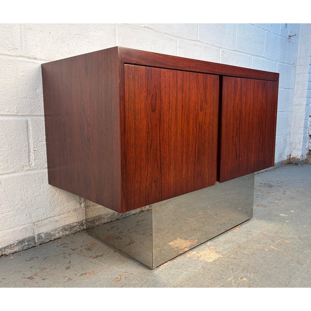 Contemporary Vintage Danish Rosewood and Chrome Buffet For Sale - Image 3 of 7