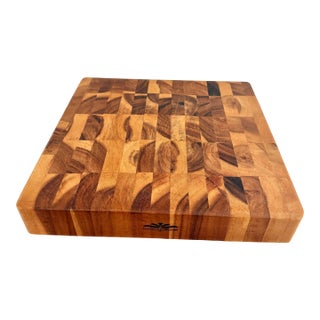Mountain Woods 16” Square Extra-Thick 3” End-Grain Acacia Butcher Block Cutting Board For Sale