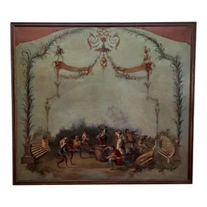 Monumental Singerie (Monkeys Imitating Human Behavior) 18th Century Whimsical Painting in the Style of Christopher Huet