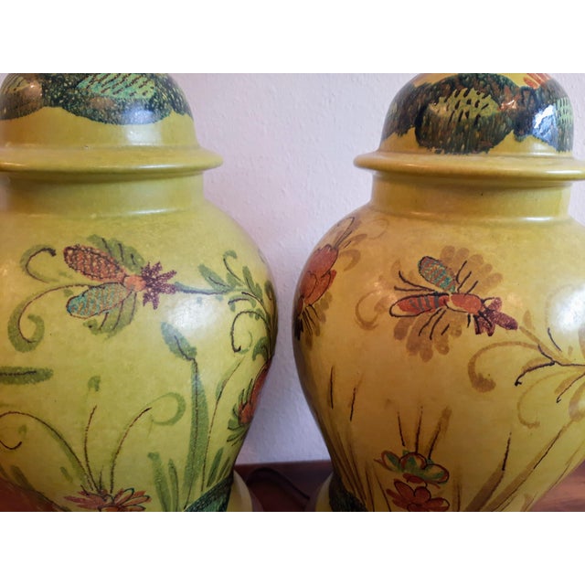 Italian Faenza Garofano Pottery Lamp Pair For Sale - Image 10 of 11