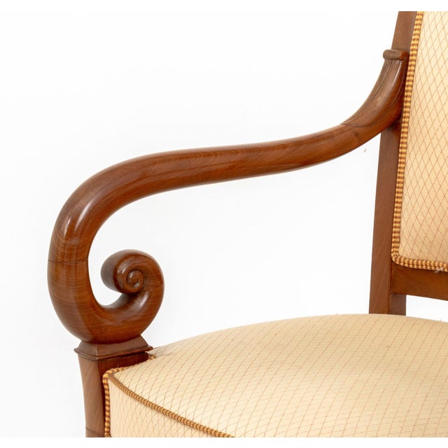 Wood Louis Philippe Walnut Upholstered Fauteuils, Pair For Sale - Image 7 of 11