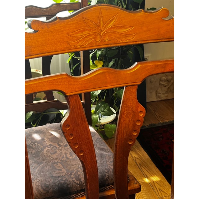 Coffee Set of 8 Late 19th Century Eastlake Walnut Dining Chairs For Sale - Image 8 of 10