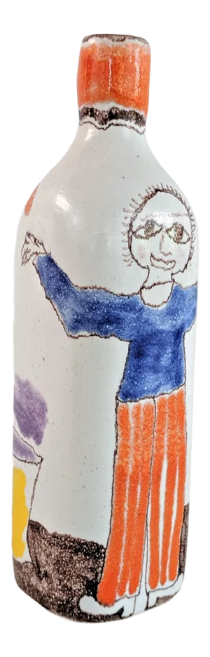 Italian Giovanni Desimone Hand Painted Pottery, Decanter, Vessel