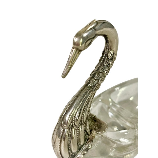 Metal Vintage French Swan Salt Cellars - Pair For Sale - Image 7 of 9