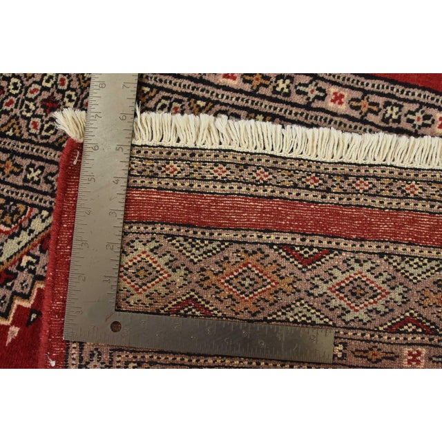 Bokhara Jaldar Rug 2’7” X 4’2” Red Wool Tribal Hand-Knotted Oriental Carpet For Sale - Image 9 of 9