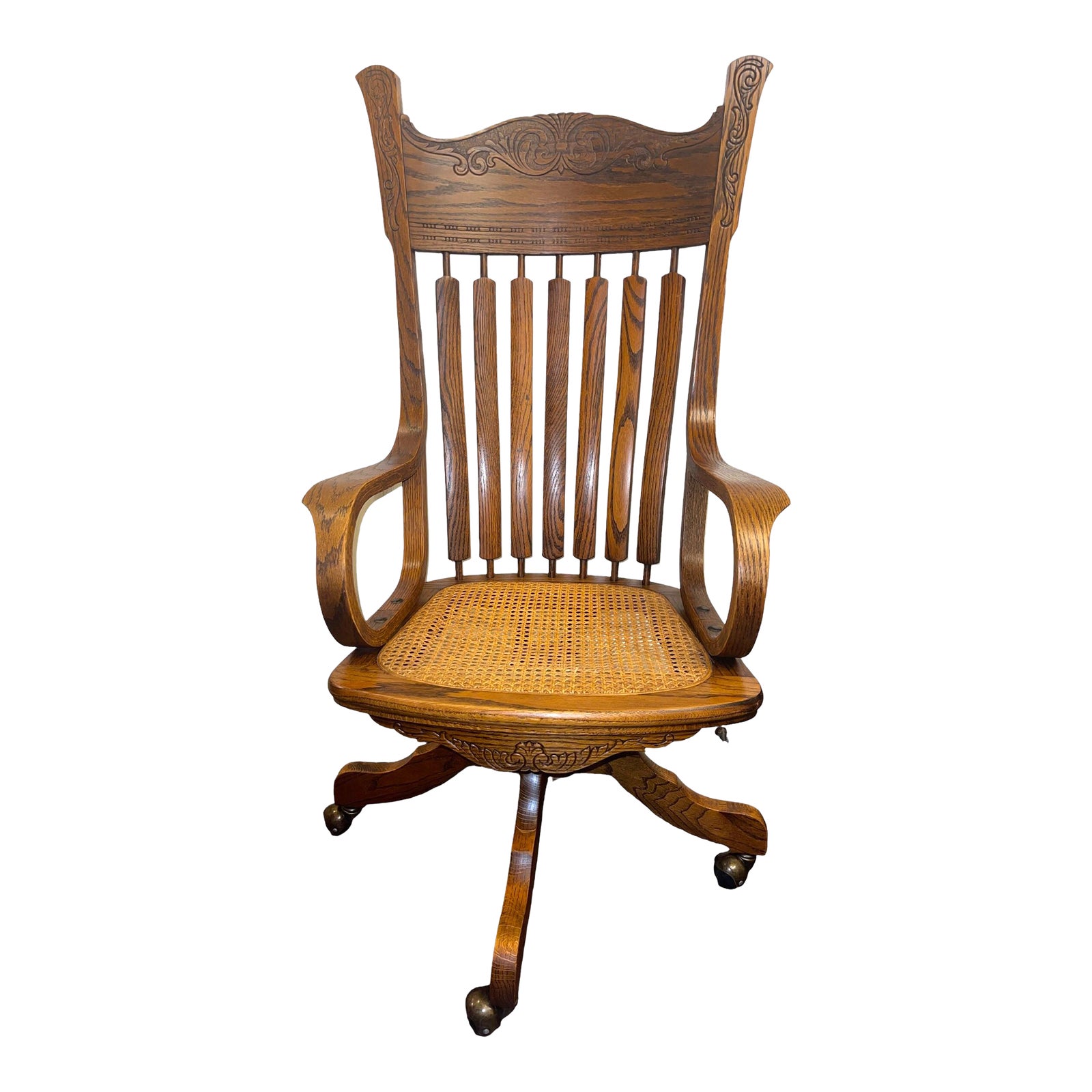 1940s Antique Cane Oak Office Chair Chairish