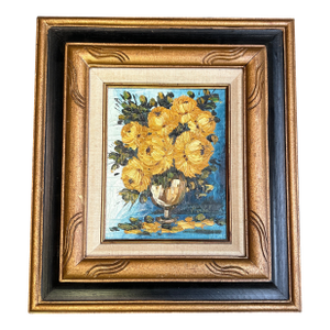 1970’s Original Impressionist Yellow Floral Still Life Painting