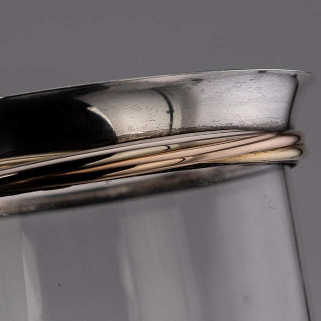 French Silver-Mounted Glass Ice Buckets & Champagne Cooler by Cartier, 1990s, Set of 3 For Sale - Image 3 of 11
