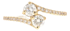 0.65 Carat Two Stone Diamond Ring 14 Karat Yellow Gold Size 7.25