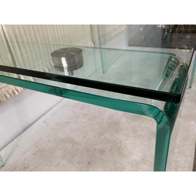 Transparent Italian Bent Glass Table/ Desk Attributed to FIAM, Italy For Sale - Image 8 of 12