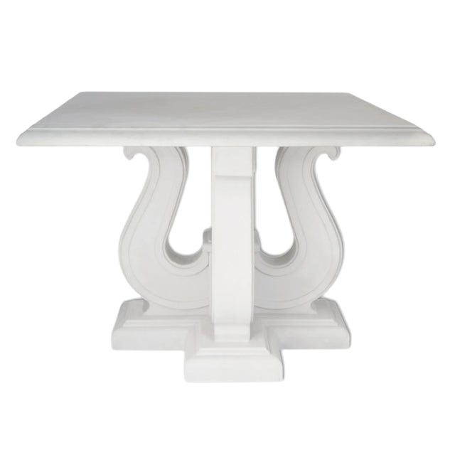 Italian White Marble & Lacquered Wood Coffee Table by Cupioli For Sale
