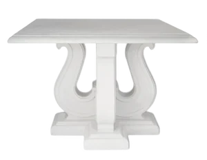 Italian White Marble & Lacquered Wood Coffee Table by Cupioli