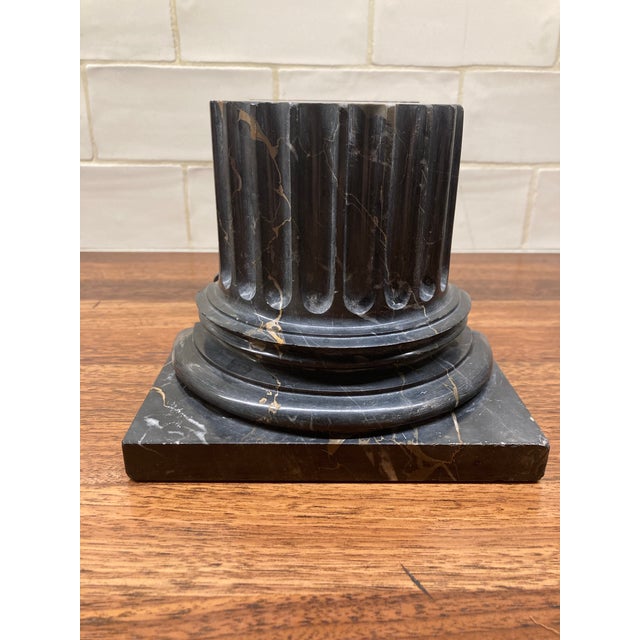 Pair of gorgeous heavy solid marble antique architectural form bookends in large scale. Each measures 5” tall and 6” wide...