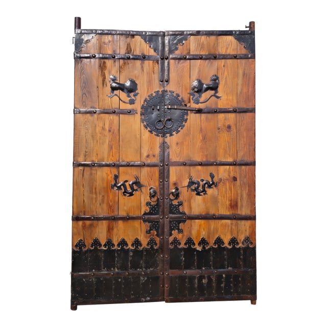 19th Century Temple-Style Doors With Ironwork For Sale