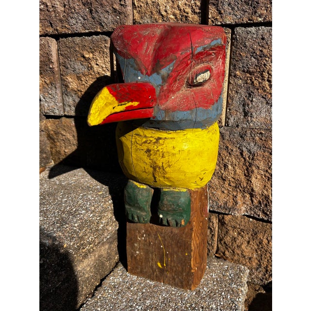 1940s Folk Art Hand Carved Wood Owl Totem Pole For Sale - Image 4 of 12