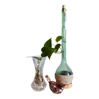 Vintage Green Long Neck Italian Chianti Wine Bottle For Sale
