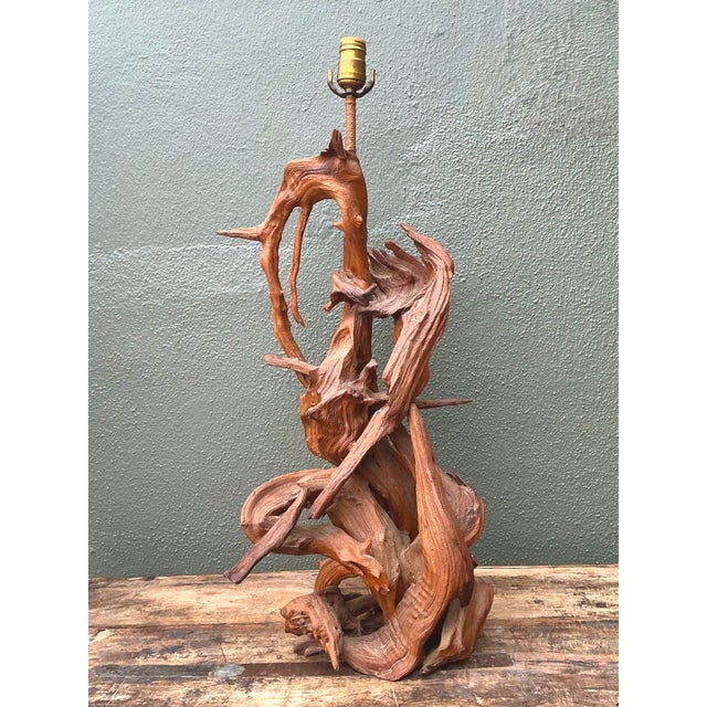 Vintage Mid-Century Modern Driftwood Lamp For Sale In West Palm - Image 6 of 12
