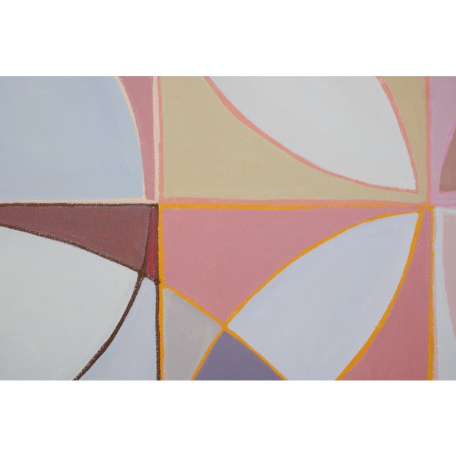 2020s 2025, Geometric Minimalist Painting on Canvas, Modernist Flowers, Bauhaus Tiles in Soft Tones by Natalia Roman For Sale - Image 5 of 8