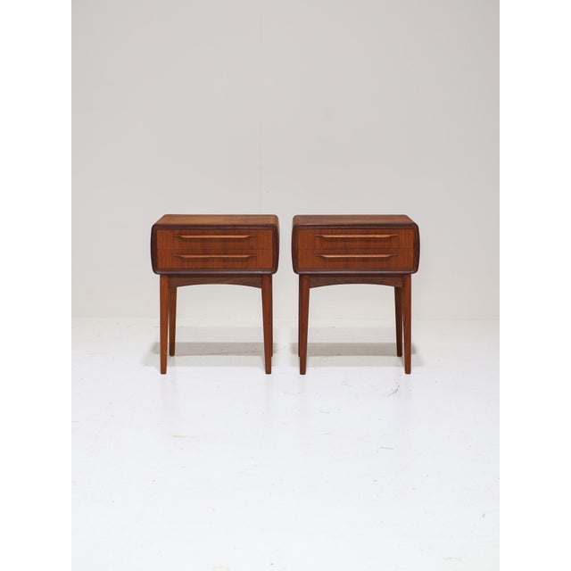 A rare pair of bedside tables designed by johannes andersen for cfc silkeborg møbelfabrik, denmark, 1960s. The nightstands...