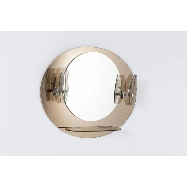 Mid-Century Italian Modern Wall Mirror With Sconces from Veca, 1960s For Sale - Image 4 of 8