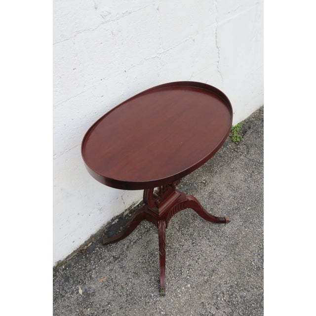 1940s 1940s Mahogany Oval Harp Design Claw Feet Side End Table For Sale - Image 5 of 14