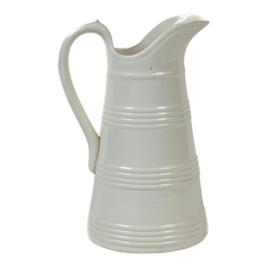 Tall Antique White Ironstone Dairy Pitcher, Boch Freres, Belgium, Circa 1890.