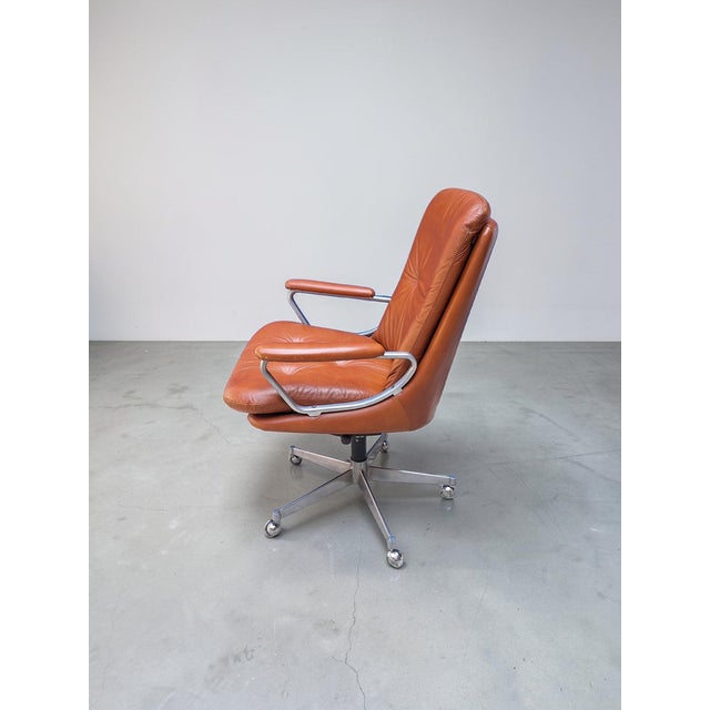 Mid-Century Modern Leather Office Chair by Ring Mekanikk, Norway, 1960s For Sale - Image 3 of 9