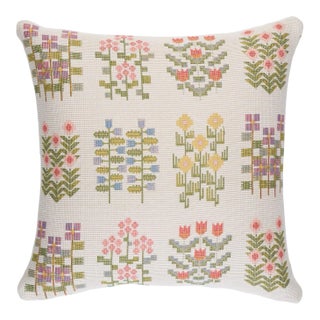 Schumacher Annika Floral Tapestry Pillow 18" in Multi on Ivory For Sale