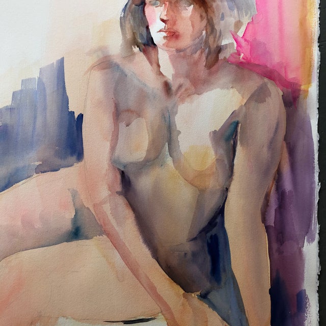 Contemporary Original Vintage Female Nude Life Study Watercolor For Sale - Image 3 of 5