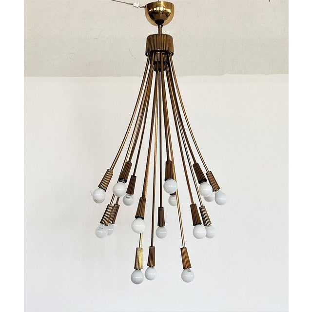 Italian Chandelier in Brass, 1970s For Sale - Image 16 of 16