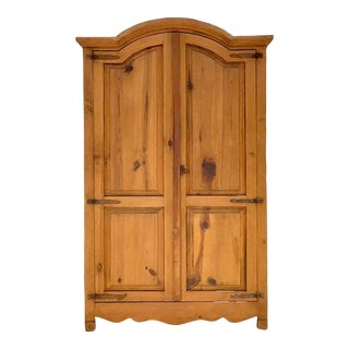 Late 20th Century Vintage Boho Knotty Pine Armoire For Sale