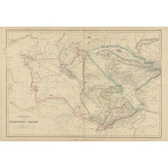 Antique Map of Independent Tartary by W. G. Blackie, 1859 For Sale - Image 6 of 6