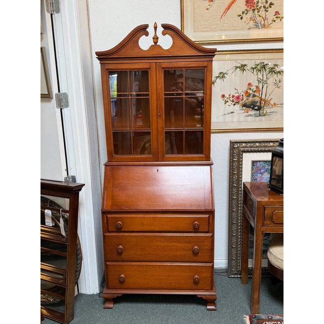 Early American Chippendale Style Secretary Desk For Sale - Image 4 of 14
